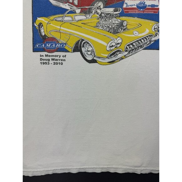 Vintage Y2K Berger All Chevy Show Camaro Car Promo Art Rare Annual XL White Tee - Picture 7 of 16